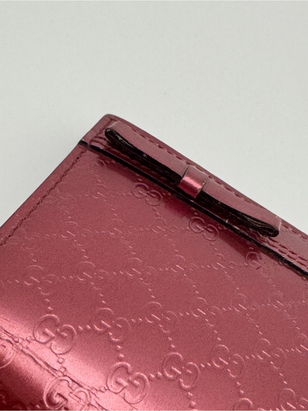 Authentic Gucci Pink Microguccissima Patent Leather Continental Bow Wallet - Picture 9 of 16